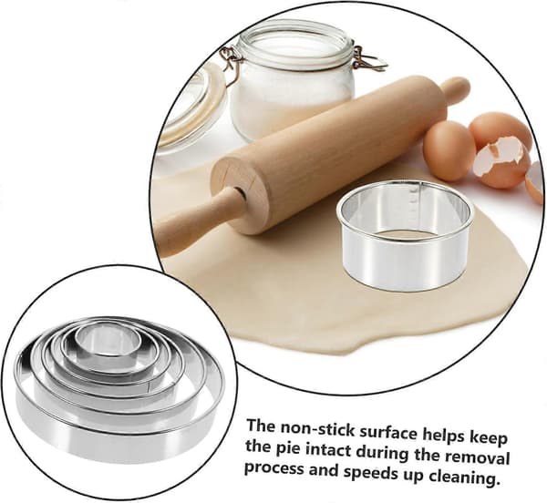 6-delt sæt med udstikkere til dumpling-dej i rustfrit stål, ergonomisk greb til wienerbrød og småkagedej