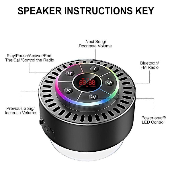 Baderom Vanntett IPX7 Bluetooth-høyttaler Subwoofer Bærbar Høyttaler Med FM-radio Soundbar Håndsfr