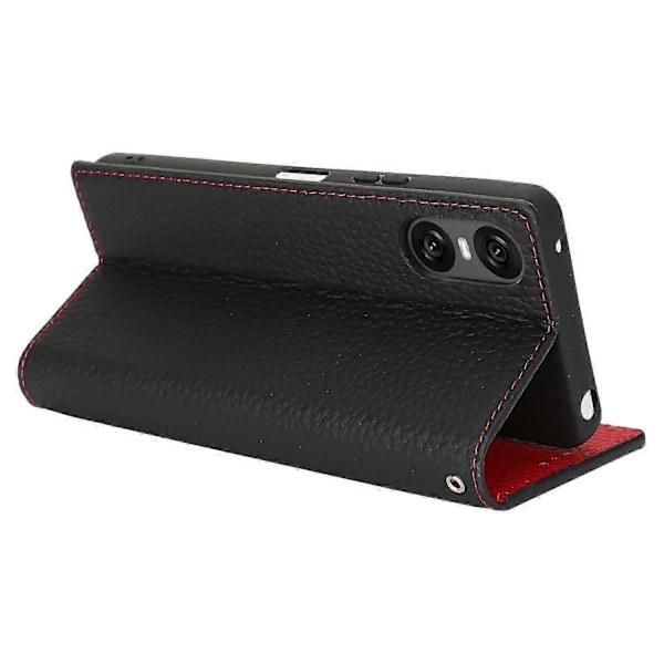 For Sony Xperia 10 VI Deksel Ekte Kuskinn Lommebok Stativ Telefondeksel Style A