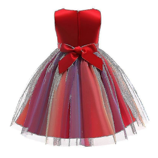 Tyttöjen Sekvenssit Meidän Rainbow Tutu Syntymäpäiväjuhla Prinsessa Meidän Kilpailun Meidän Kukka Meidän 130cm(6-7T) Red
