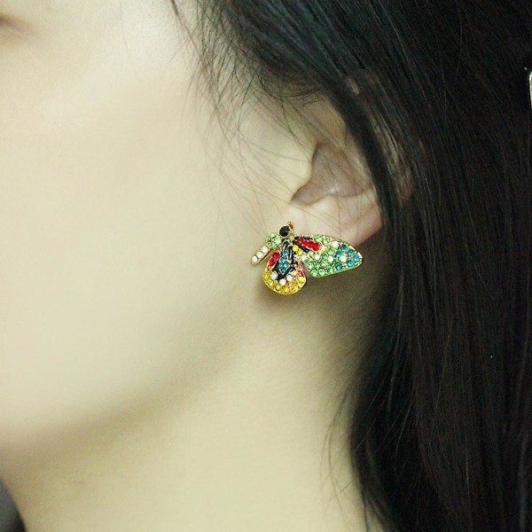 1 par mode flickor små smycken kreativa örhängen färgglada fjäril diamant örhängen Stud örhängen Betterlifefg