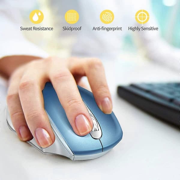 Wireless Mouse, 2.4G Wireless Ergonomic Mouse Portable Cordless Optical USB Mouse with Nano Receiver, 3 Adjustable DPI Levels, 6 Buttons for Laptop