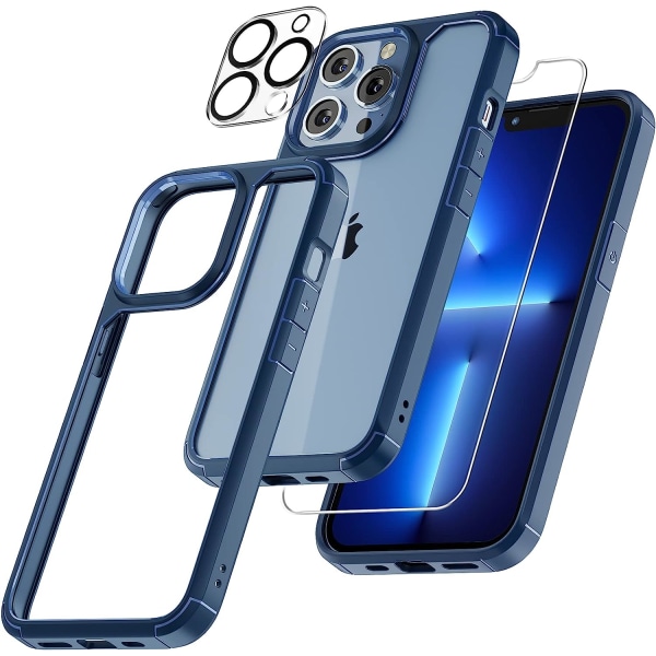 [3 i 1] Defender Designad för iPhone 13 Pro Max case 6,7 tum, med 2-pack skärmskydd i härdat glas + 2-pack