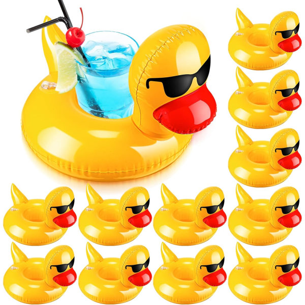 12PCS Drink Floats Reusable Cute Drink Holder Set Inflatable Float Coasters Suitable for summer pool parties Hot tubs Lakes Oceans Boys Girls Adults