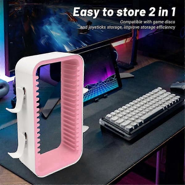 Spilopbevaringsstativ til Nintendo Switch Discholder Multifunktionelt Discstativ Hvid Pink
