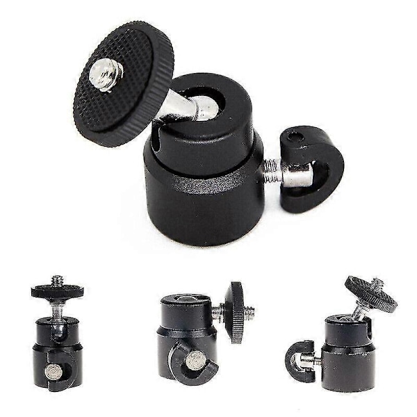 Mini Kulhuvud Skruvfäste Svängbart Fäste Adapter Stativ Stativ Kamera Blixt (svart) (1 st)