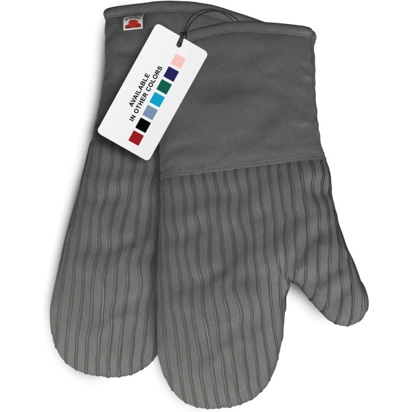 Heat Resistant Oven Mitts - Set of 2 Silicone Kitchen Oven Mitts, Gray