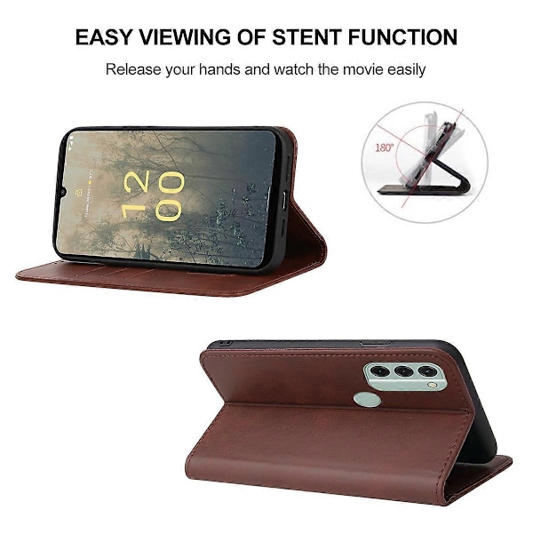 Magnetisk Stängning Läder Telefonfodral Brown For Nokia C31