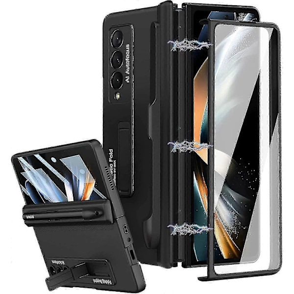 Etui til Galaxy Z Fold 4 - S Pen Holder, Indbygget Skærmbeskytter & Magnetisk Hængselbeskyttelse black