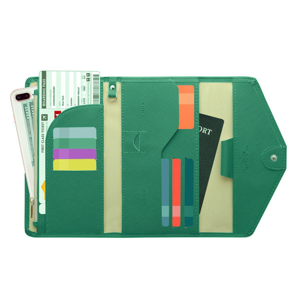 Passhållare Reseplånbok Rfid - blockering Multi-purpose Case Cover Handledsrem-Ljusgrön Färg
