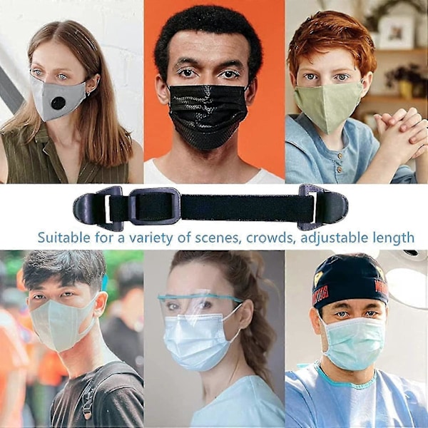 Justerbara Maskörhängen, Lindrar Smärta, Mjukt Snöre, Förlängningskrok Svart (3-pack)