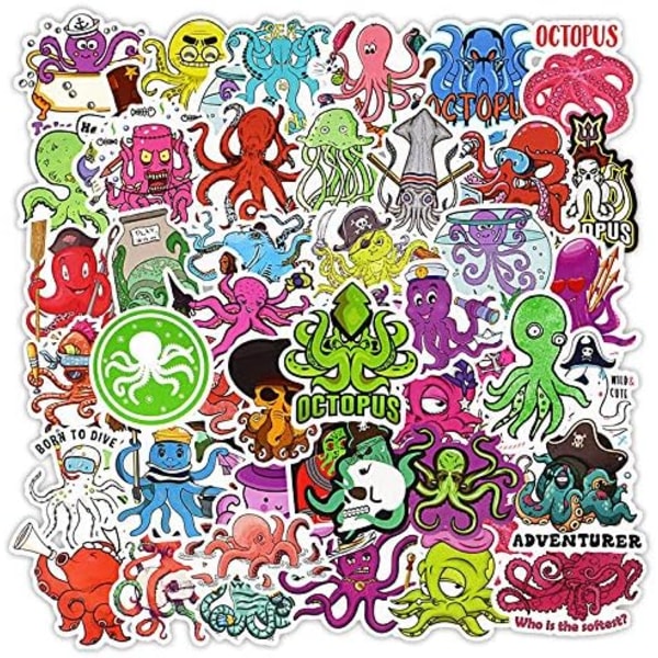 50 Pcs Colorful Octopus Stickers Octopus Decals for Water Bottle Hydro Flask Laptop Luggage Car Bike Bicycle Helmet Vinyl Waterproof Stickers Pack