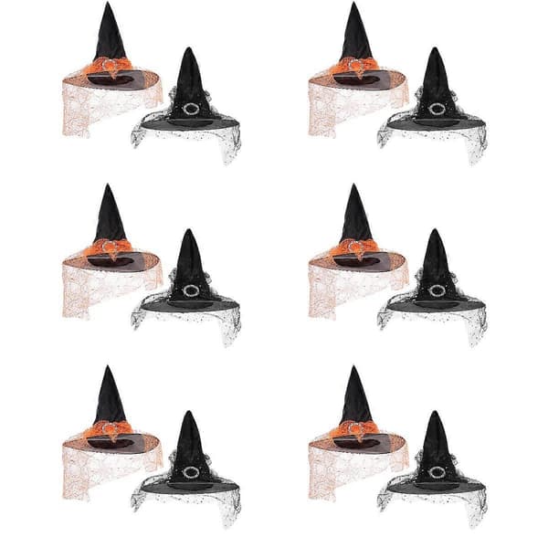 Heksehat til Halloween Heksehat Festgave 12 stk. assorteret