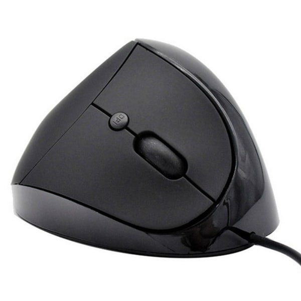 Kabelansluten vertikal mus, liten ergonomisk mus Optisk högprecisionsmus 800/1200/1600 DPI, 6 knappar, [för små händer] - Svart-svart