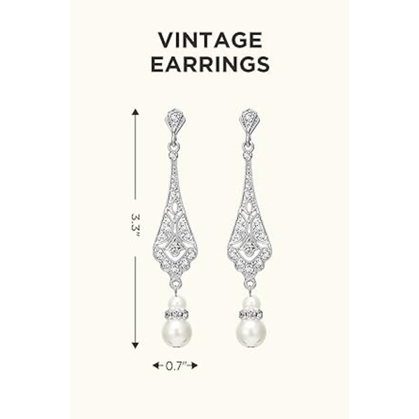 1920-talet Flapper Art Deco Gatsby örhängen 20-talet Flapper Gatsby Accessoarer Vintage Wedding Dingle Pearl Earrings