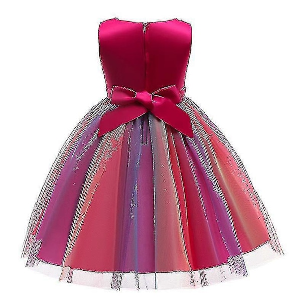 Tyttöjen Sekvenssit Meidän Rainbow Tutu Syntymäpäiväjuhla Prinsessa Meidän Kilpailun Meidän Kukka Meidän 100cm(3-4T) Rose Red