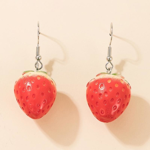 2 par små söta örhängen kvinnliga tecknade fruktmat söta jordgubbsörhängen Betterlifefg