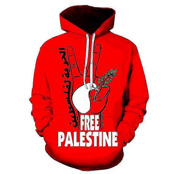 Gratis Palestina Flagga Tryck Hoodie Tröja TMW121-21 L