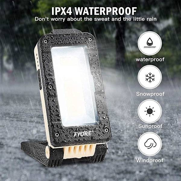 Genopladelig arbejdslampe, bærbar LED campinglampe, 180° justerbar byggeplads arbejdslampe, USB-interface