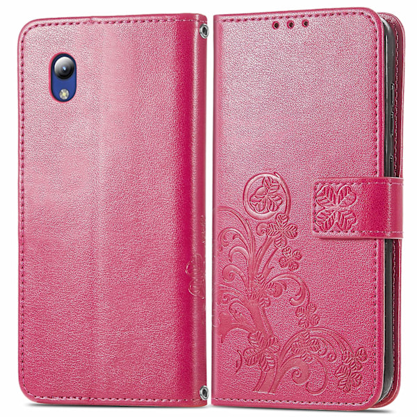 Nelikkoapila-lukollinen nahkakotelo ZTE Blade A31 Lite -puhelimelle Magenta