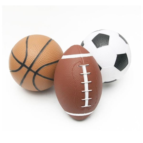 3 skumbollar för barn - innehåller 1 rugbyboll, 1 fotboll, 1 basketboll, mjuk och hållbar leksak för små händer