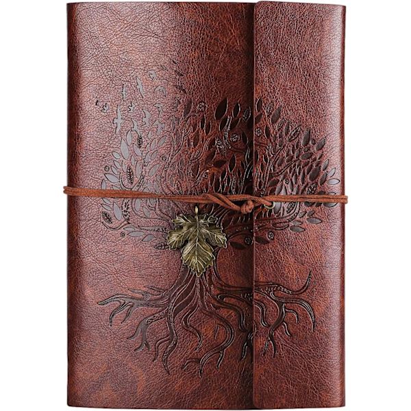 PU Læder Journal Notebook, Genopfyldelig Rejse Skrive Journaler Dagbog, Gaver til Kvinder, Mænd, Teenagere Piger og Drenge (Brun, A6 5.1\" x 7.2\")