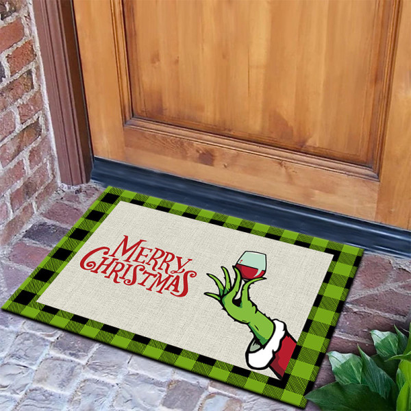 Julenissen Grinch gulvmatte, juledekorativ gulvmatte (grønn hånd 40X60cm)