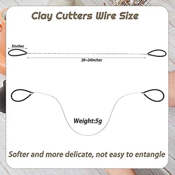 2 Pieces Clay Cutter Wire Clay Cutting Wire Ceramic Wire Cutting Tool with Black Rubber Handle for Ceramic Wheel and Clay