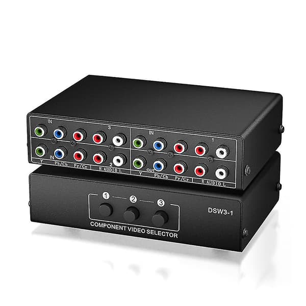 3-vejs RGB Komponent AV Switch Video Lydvælger 3 ind 1 ud Ypbpr Komponent RGB Switch Box F