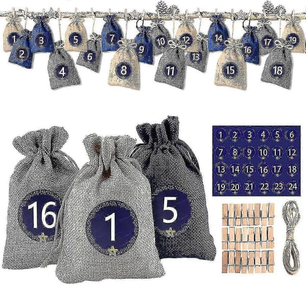 2026 24 Julekalender til fylling, stoffpose julekalender for menn kvinner barn 25-26