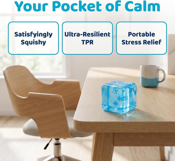 Fin terning blå squishy, terning klemmelegetøj, isterning fidgetlegetøj, sensorisk fidgetlegetøj, Taba squishy stress-terning til angstlindring for voksne (blå) BLÅ