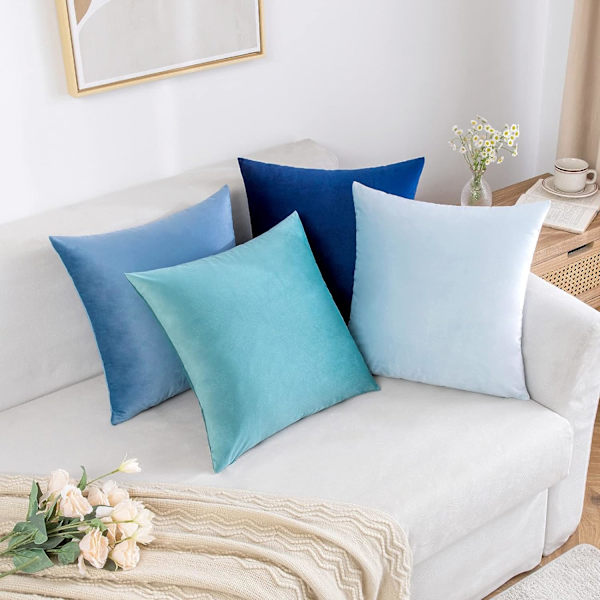 2 Dekorative Fløjls Pudebetræk Sofa Pudebetræk Super Blød Dekoration Hjem Stue Soveværelse til Sofa 45X45CM Blå Turkis