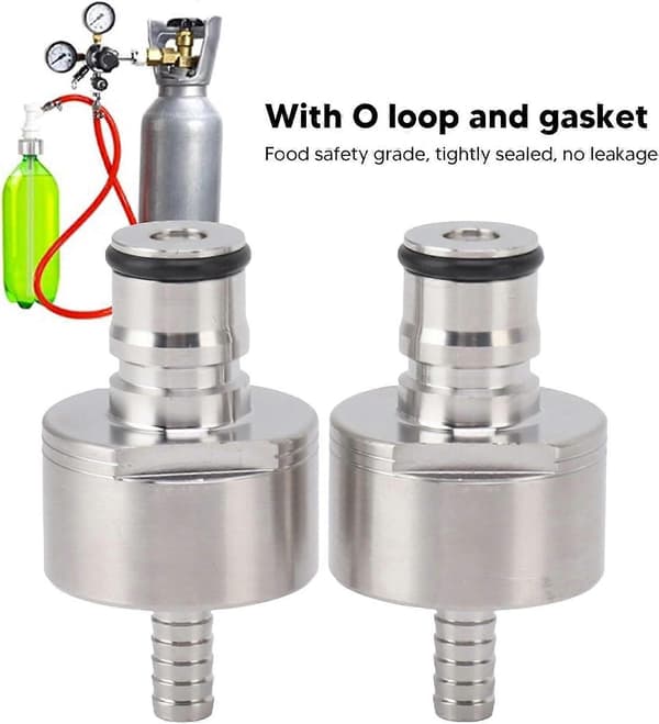 2-pack kolsyrelock i rostfritt stål med kulkoppling för PET-flaskor, CO2, läckagesäker för läsk och öl