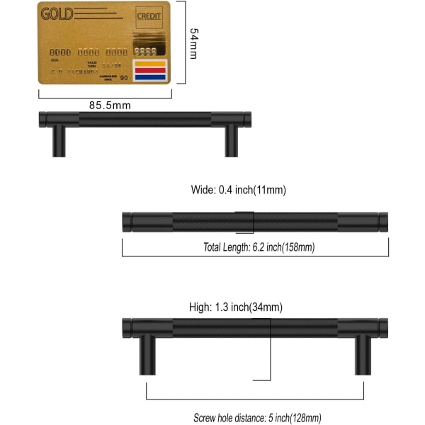 10 kappaletta mustia keittiön kaapin vetimiä 128mm huonekaluvetimet ruuveilla, työpöydille, laatikoille, kaapeille, kaappi UK0040