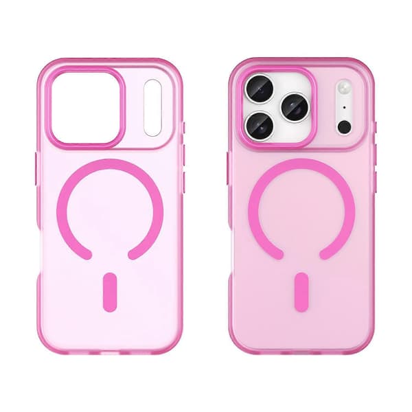 Case for iPhone 17 Pro Compatible with MagSafe TPU PC Matte Translucent Phone Case - Pink (Pink, Pink)