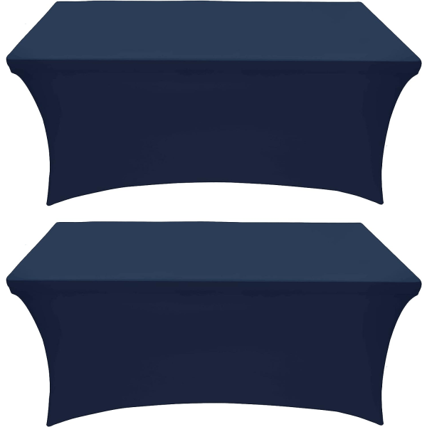 Köksspandexduk 2-pack [6FT, marinblå] Tätt, monterad, tvättbar och rynkbeständig stretchig rektangulär cover