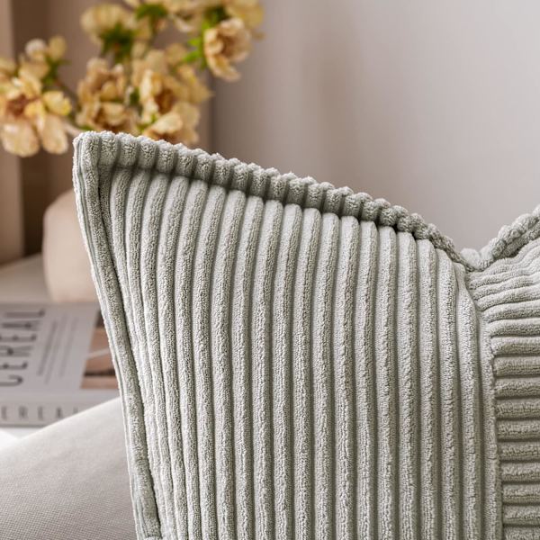 Fløjlsbetræk med striber, sæt med 2 superbløde boho-stribede pudebetræk, dekorative teksturerede pyntepuder, 20x20 tommer