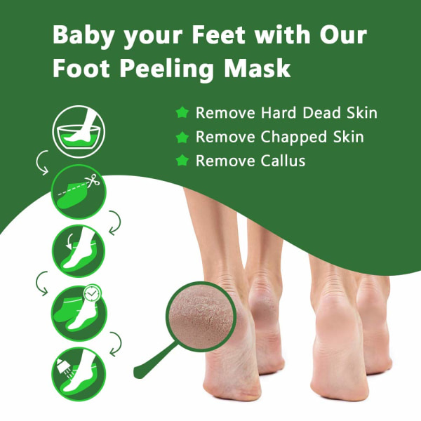 Foot Exfoliating Mask - Paket med 3 - Deep Exfoliating Exfoliating Mask för män och kvinnor för spruckna klackar (3 tea tree-tabletter)