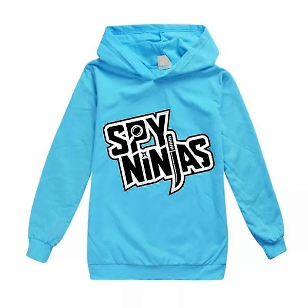 Uusi Spy Ninja -huppari pojille ja tytöille, lasten rento pitkähihainen huppari Light Blue 3-4Years