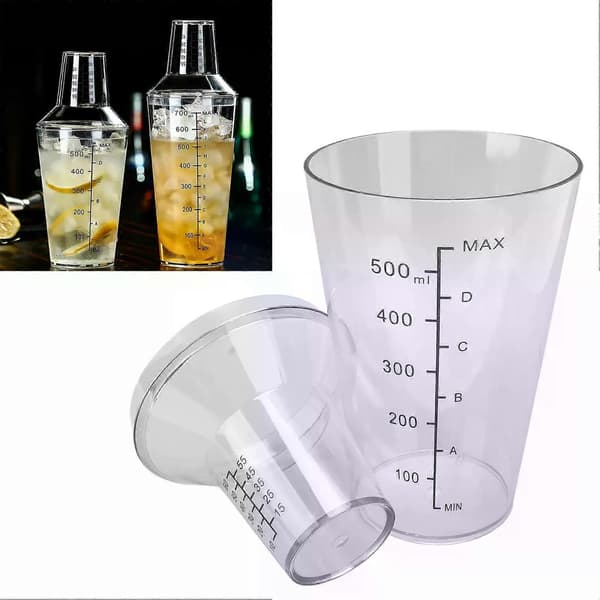 500ml/700ml Cocktail Shaker Set Clear Scale Standard Capacity Prevent Spills Transparent Shaker Mixer PC for Bar Bartender Tools