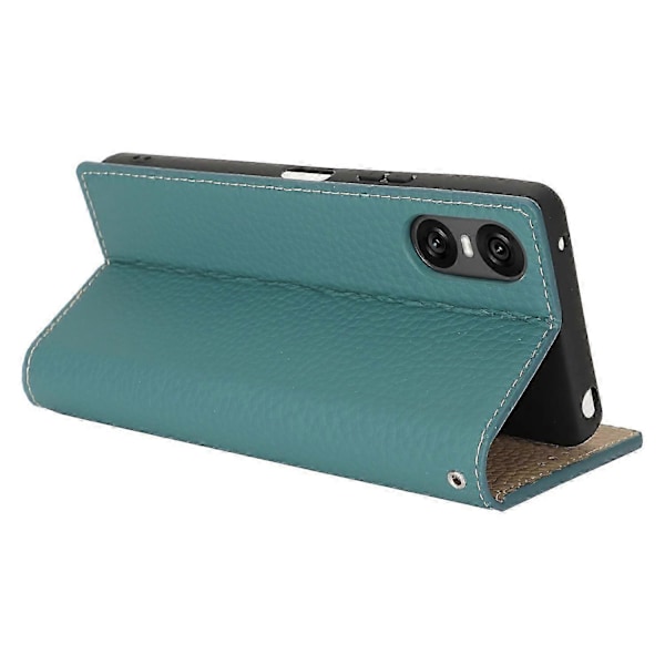 Til Sony Xperia 10 VI Etui Ægte Koskind Læderpung Stand Telefon Cover Style F