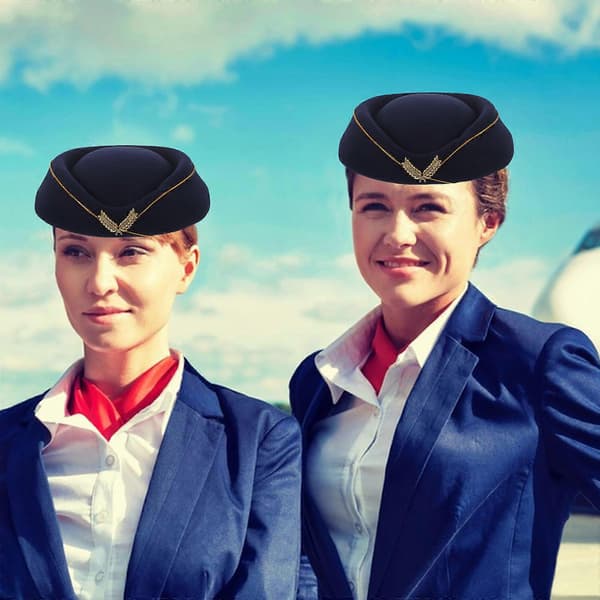 Flyvertinne-lue i ull til kostymefest, 3 stk. flyvertinnehatt