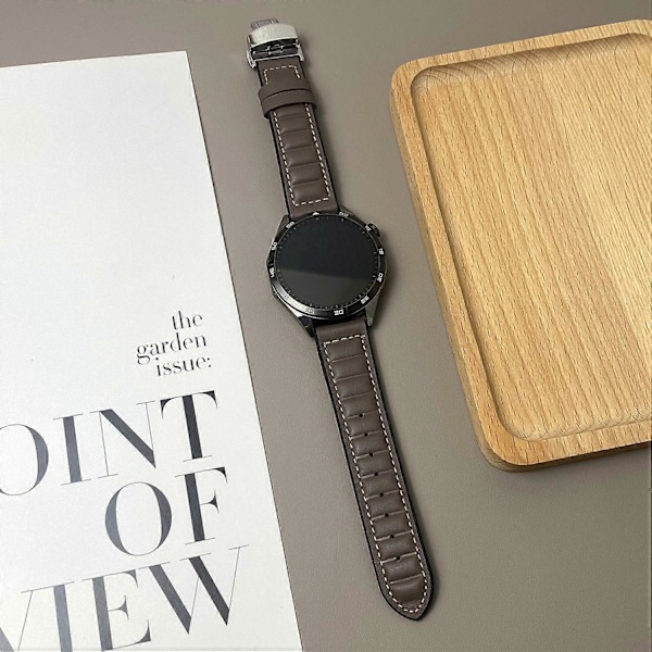 Armband i äkta ko-läder för Samsung Galaxy Watch7 44mm 40mm/Watch FE 40mm Universal 20mm Style A