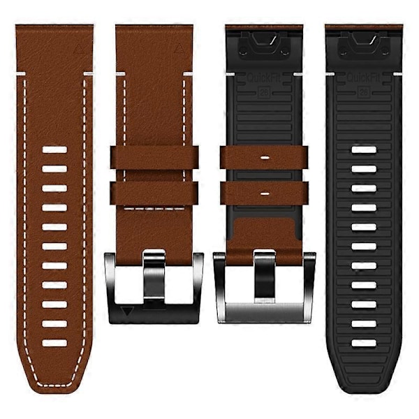 Armband i läderbelagt silikon för Garmin Tactix 7 Pro/Fenix 7X/6X/6X Pro/5X Plus Style B