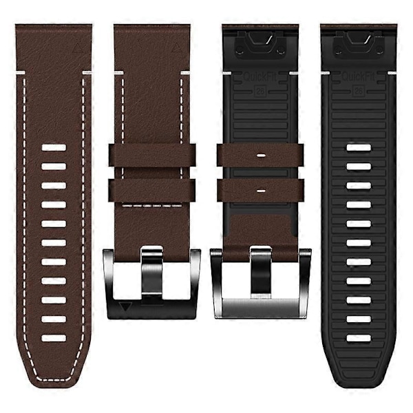Armband i läderbelagt silikon för Garmin Tactix 7 Pro/Fenix 7X/6X/6X Pro/5X Plus Style A