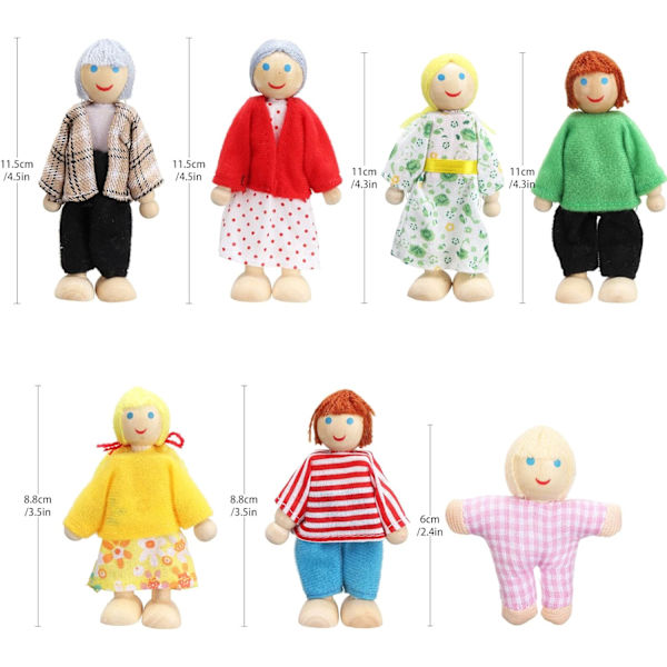 Nukkekodit, nukkekodin huonekalut, puinen nukkekoti, 7 hengen nukkekodin lisävarusteet nukkekodille lapsille lelu
