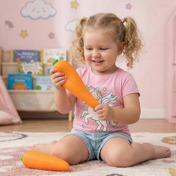 Kæmpe Gulerod Squishy Stressbold, Jumbo Squishy Grøntsag Ultra Squishy og Formbar Langsom Stigning Afslappende Sensorisk Fidget Stress til Angstdæmpning 4pcs