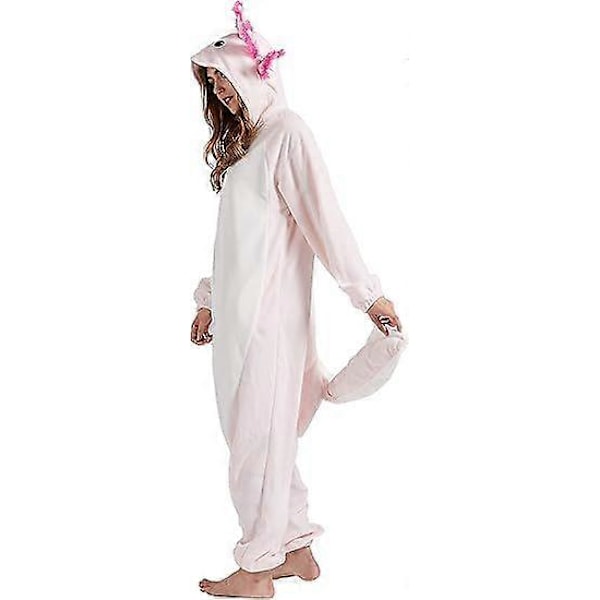 DELEY Unisex Axolotl Kostume Voksen Onesie, Heldragt Pyjamas, Halloween Cosplay Kostumer Hjemmetøj Jumpsuit, Dyre Onesie S