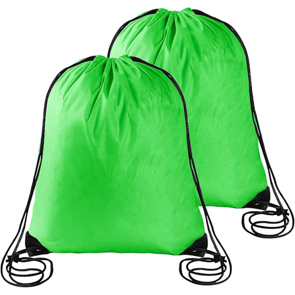 2 stk. Lysegrønne snøre rygsække Sports Cinch Sack String Bags Snøre Gym Bag Draw String Rygsæk Bulk Svømning String Bags