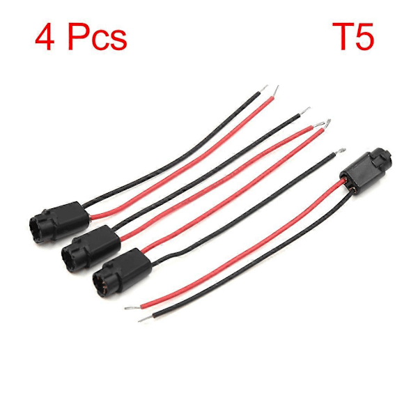 2/3/5/8/10 stk. T5 LED Sokkel Lampe Instrumentbræt Indikator Lys Sokkel 2 Lednings Pære Ledningsnet Ledningsstik Udskiftning til Bil Red 4Pcs